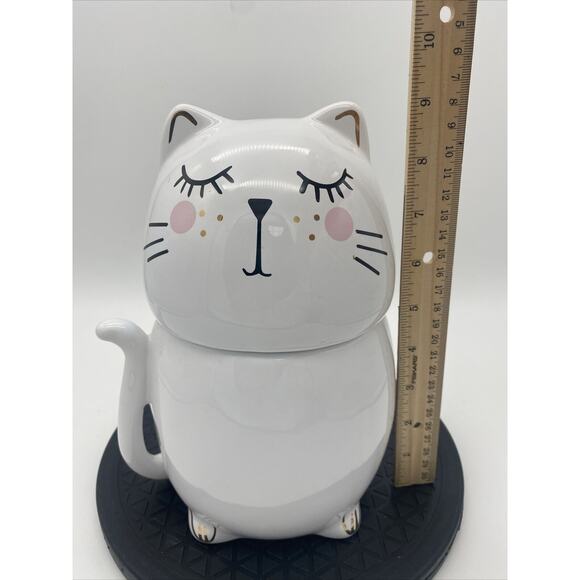 Design Clique White Cat Ceramic Treat Jar EUC - Picture 4 of 7